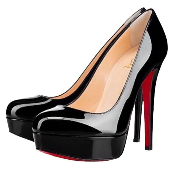 Christian Louboutin Bianca 140 Kid Black Leather Platform Pumps Size 38.5 - Picture 16 of 16